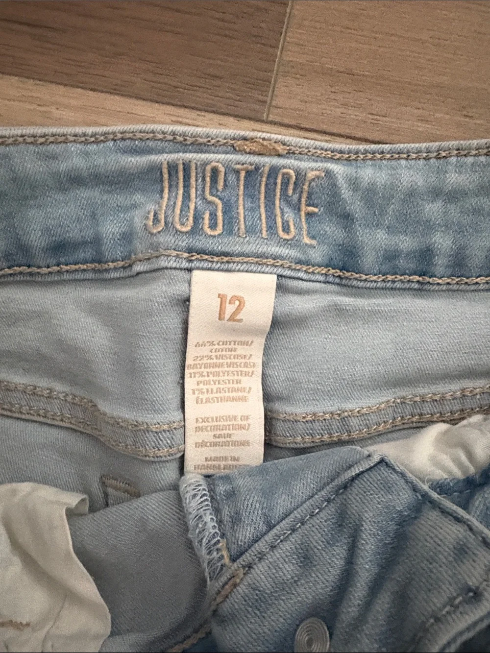 Justice Light Blue Distressed Denim girls Shorts 12